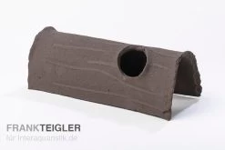 Aquariumkeramik Axolotl Tunnel Mit Fenster 18-20 Cm Schwarz